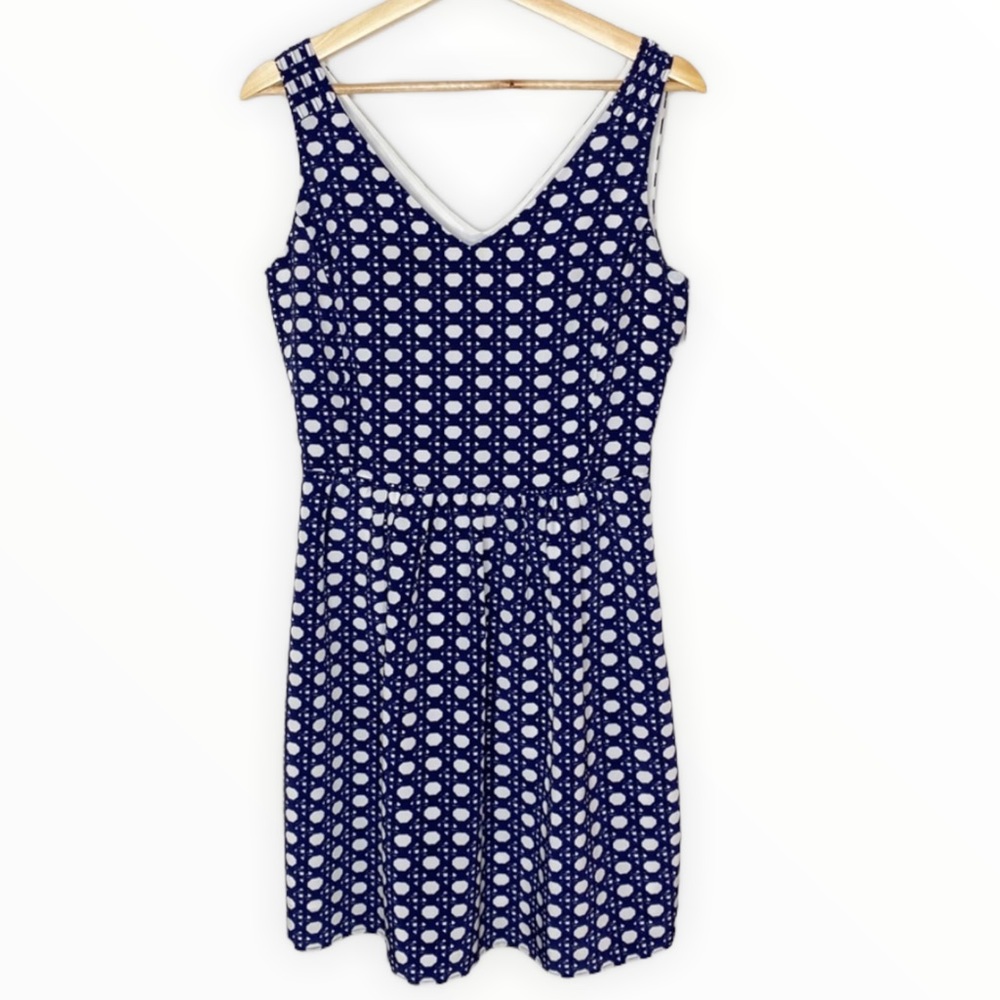 Vineyard Vines Blue Geometric Polka Dot Dress